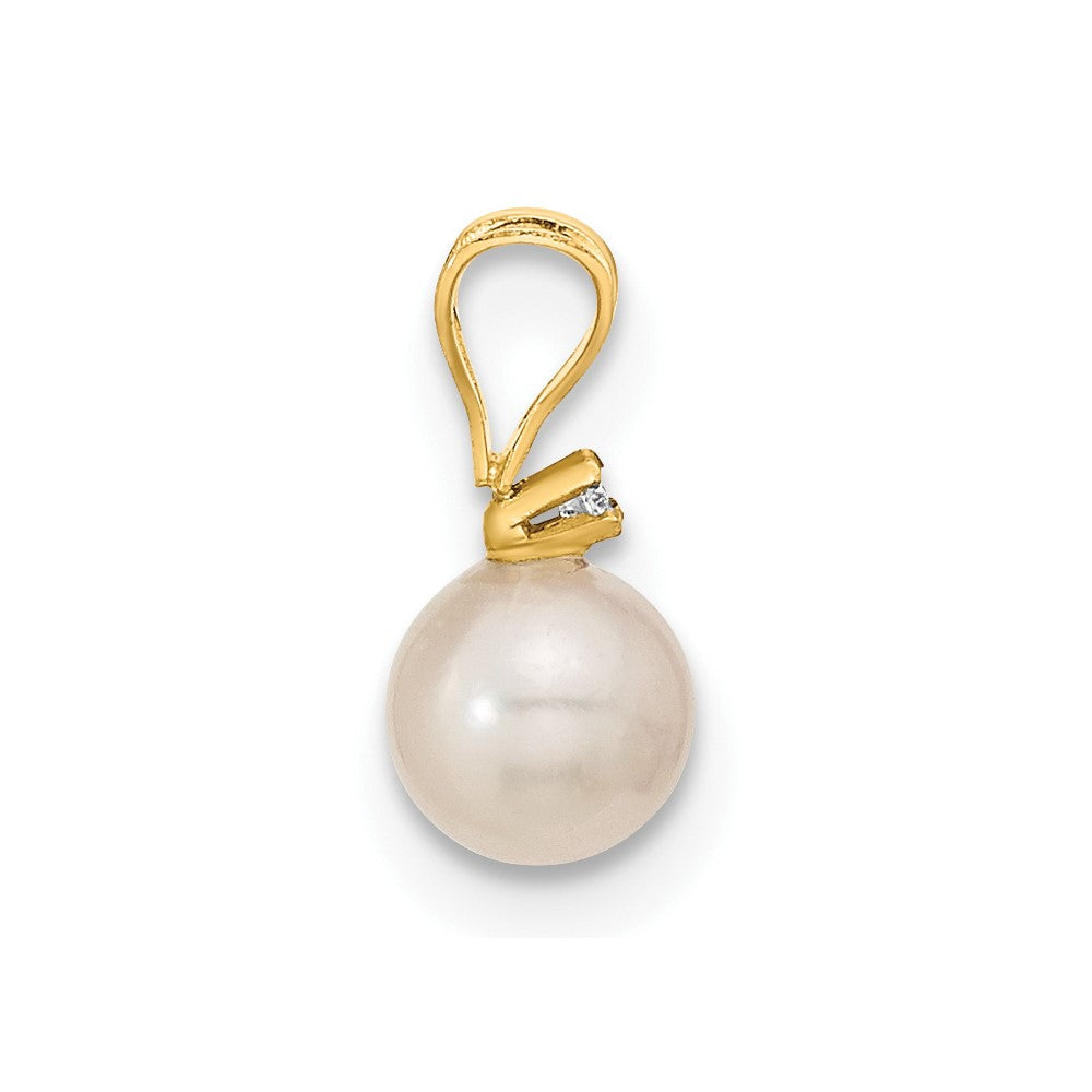 14K Gelbgold Set mit 5–6 mm Akoya-Zuchtperlen, Diamanten, Ohrringen und Anhänger