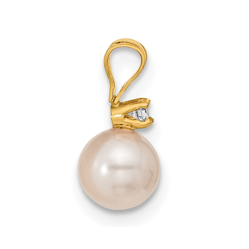 Set aus 14K Gelbgold Ohrringen und Anhänger mit 6-7-mm-Akoya-Zuchtperlen aus Salzwasser und Diamanten