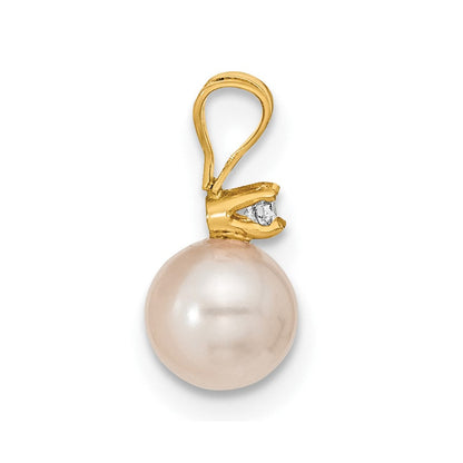 Set aus 14K Gelbgold Ohrringen und Anhänger mit 6-7-mm-Akoya-Zuchtperlen aus Salzwasser und Diamanten