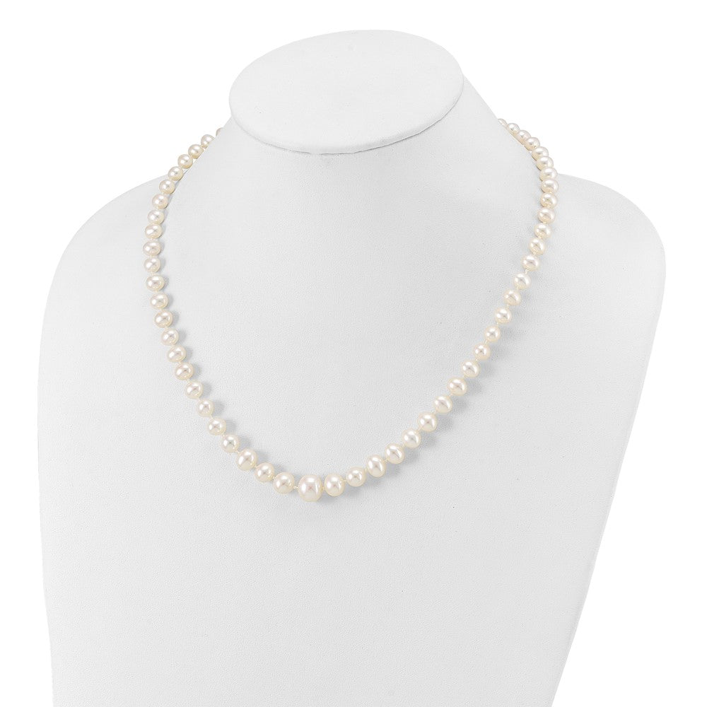 14K Gelbgold 4-9mm Weiß Süßwasser Zuchtperle Abgestuft Halskette