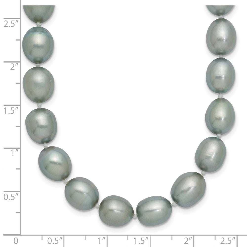 14K Weißgold 8-9mm Grau Rice Süßwasser Zuchtperle Halskette