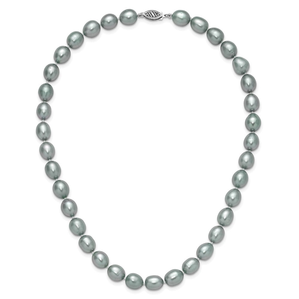 14K Weißgold 8-9mm Grau Rice Süßwasser Zuchtperle Halskette