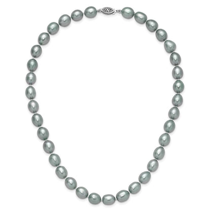 14K Weißgold 8-9mm Grau Rice Süßwasser Zuchtperle Halskette