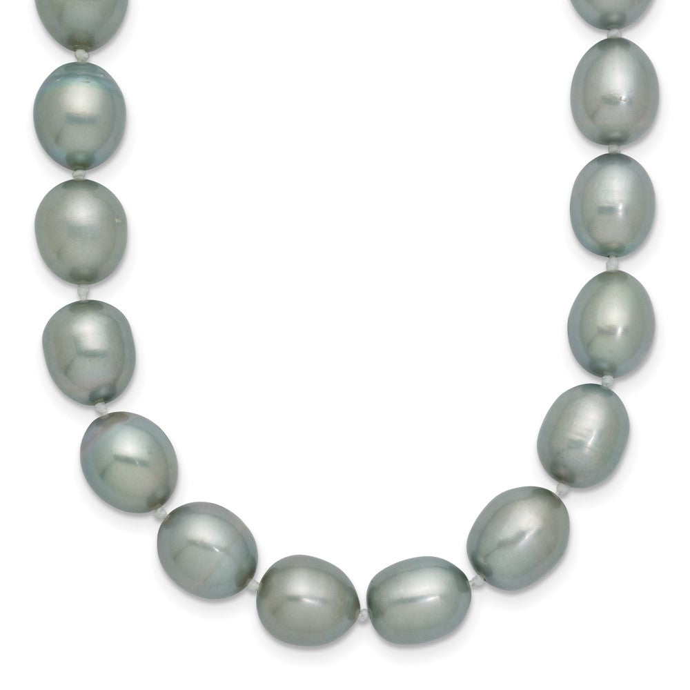 14K Weißgold 8-9mm Grau Rice Süßwasser Zuchtperle Halskette