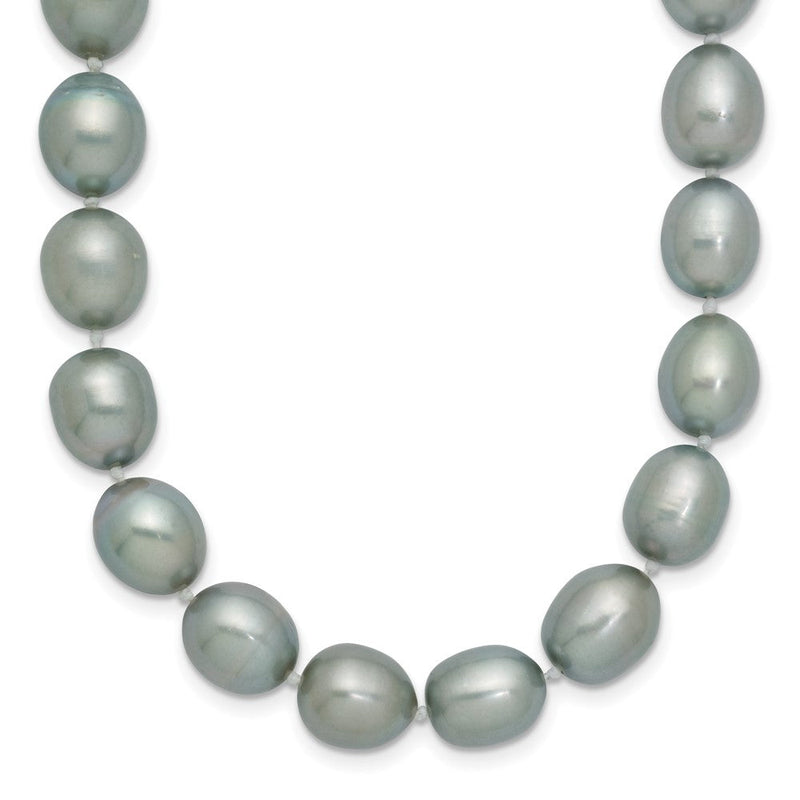 14K Weißgold 8-9mm Grau Rice Süßwasser Zuchtperle Halskette