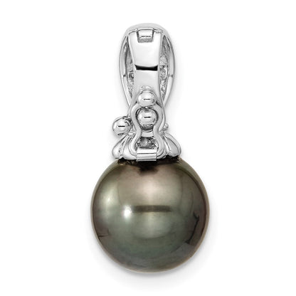 14-Karat-Gelbgold-Anhänger mit 10-11-mm-runder Tahiti-Zuchtperle aus Salzwasser und 0,05 ct. Diamant
