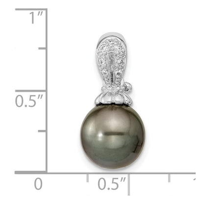 14-Karat-Gelbgold-Anhänger mit 10-11-mm-runder Tahiti-Zuchtperle aus Salzwasser und 0,05 ct. Diamant