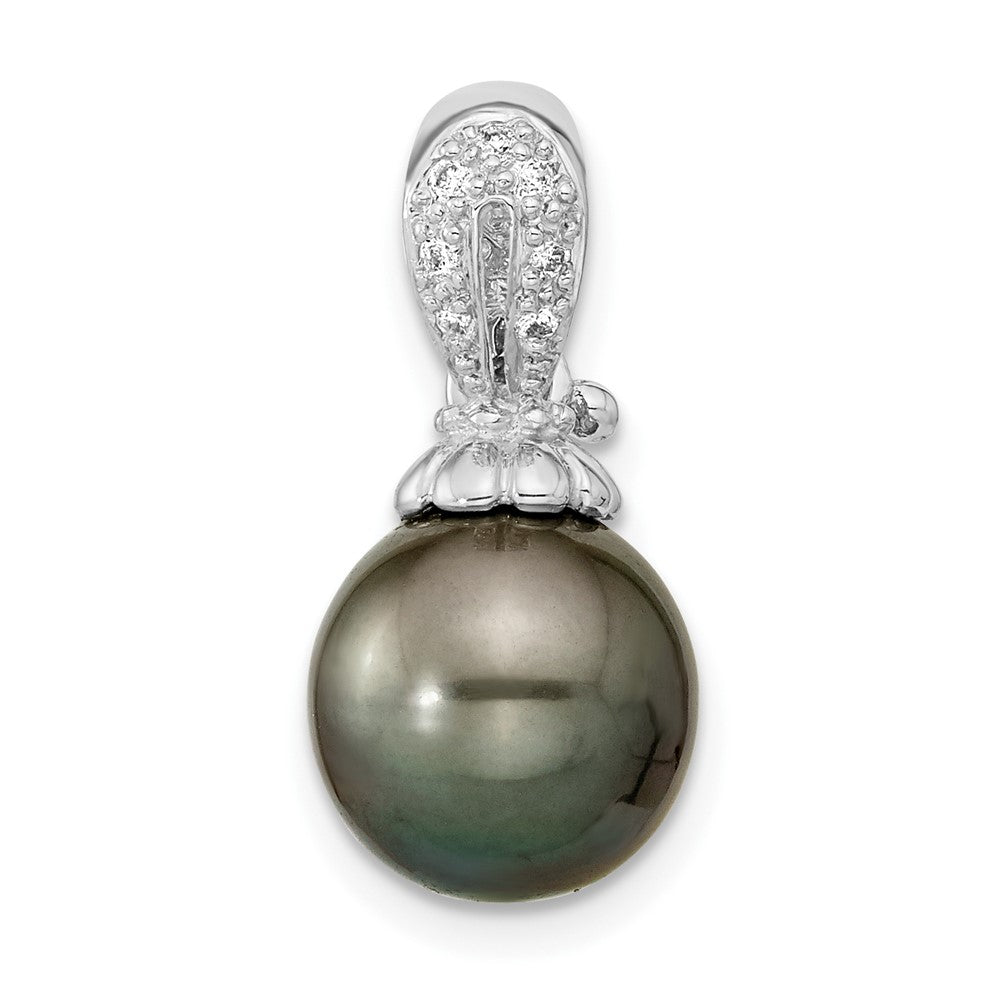 14-Karat-Gelbgold-Anhänger mit 10-11-mm-runder Tahiti-Zuchtperle aus Salzwasser und 0,05 ct. Diamant