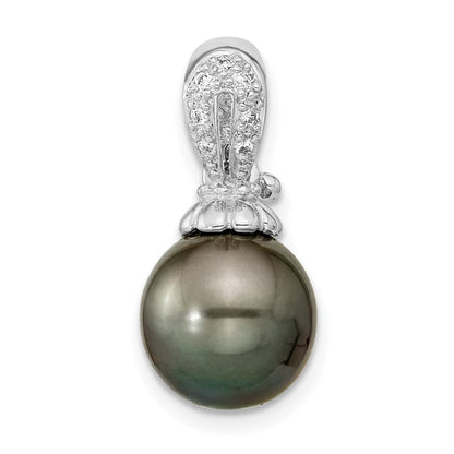 14-Karat-Gelbgold-Anhänger mit 10-11-mm-runder Tahiti-Zuchtperle aus Salzwasser und 0,05 ct. Diamant