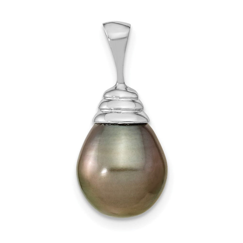 14K Weißgold 14K Weißgold 10-11mm Schwarz Tropfen Tahitian Salzwasser Zuchtperle Anhänger