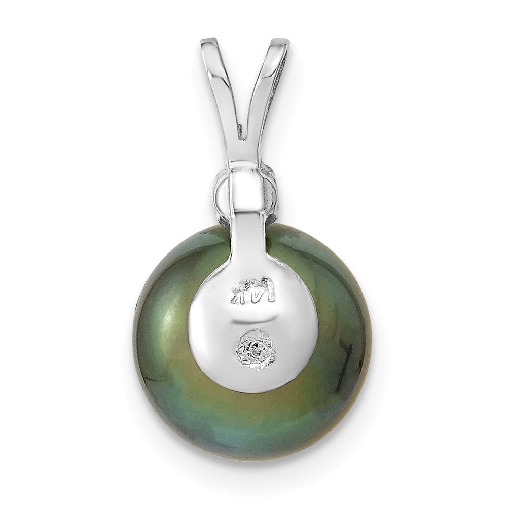 14K Weißgold Anhänger mit 10-11 mm runder Tahiti-Zuchtperle aus Salzwasser und 0,05 ct. Diamant