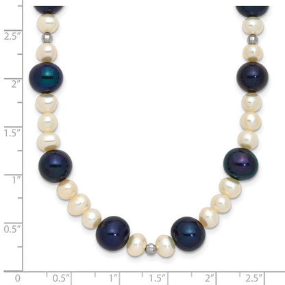 14K Weißgold Schwarz und Halb Rund Süßwasser Zucht Mirror Perle 18 Zoll Halskette