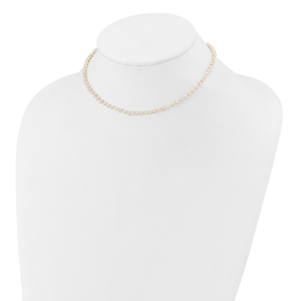 14K Gelbgold Kinder 3 4mm Weiß Halb Rund Süßwasser Zuchtperle 12 Zoll Halskette