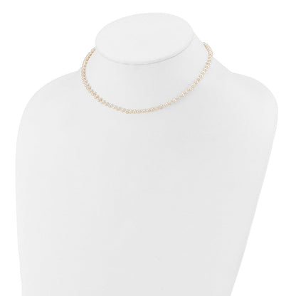 14K Gelbgold Kinder 3 4mm Weiß Halb Rund Süßwasser Zuchtperle 12 Zoll Halskette