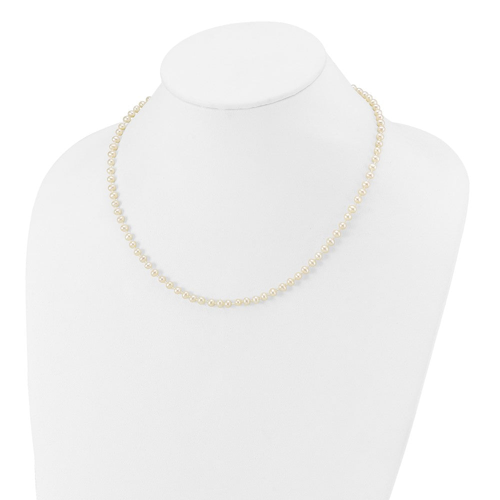14K Gelbgold 3 4mm Weiß Halb Rund Süßwasser Zuchtperle Halskette
