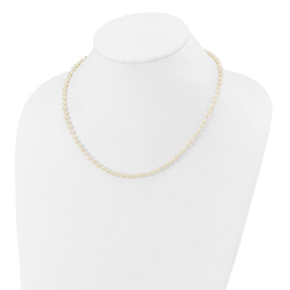 14K Gelbgold 3 4mm Weiß Halb Rund Süßwasser Zuchtperle Halskette