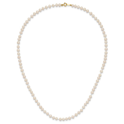 14K Gelbgold 3 4mm Weiß Halb Rund Süßwasser Zuchtperle Halskette