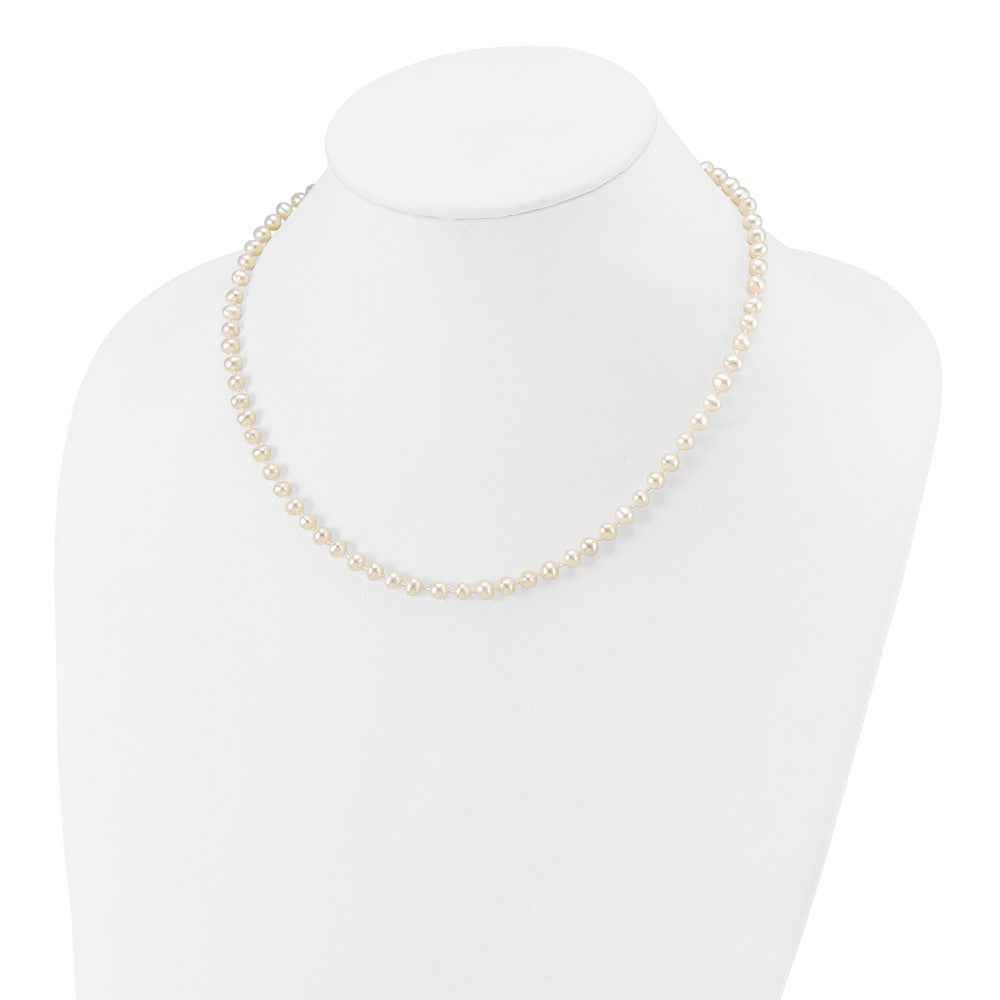 14K Gelbgold 4 5mm Weiß Halb Rund Süßwasser Zuchtperle Halskette