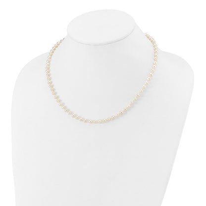 14K Gelbgold 4 5mm Weiß Halb Rund Süßwasser Zuchtperle Halskette