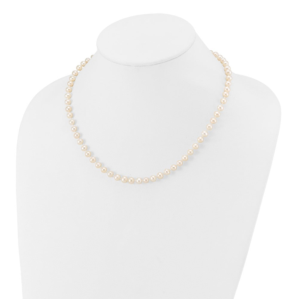 14K Gelbgold 5 6mm Weiß Halb Rund Süßwasser Zuchtperle Halskette