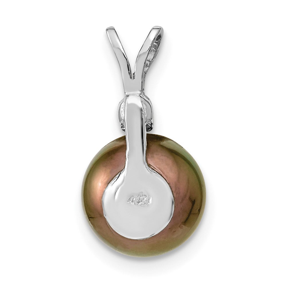 14 Karat Weißgold Anhänger mit 9-10 mm runder Tahiti-Zuchtperle aus Salzwasser und 0,05 ct. Diamant