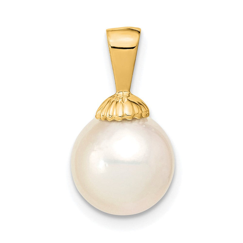14K Gelbgold 14K 9-10mm Weiß Rund South Meer Salzwasser Zuchtperle Anhänger