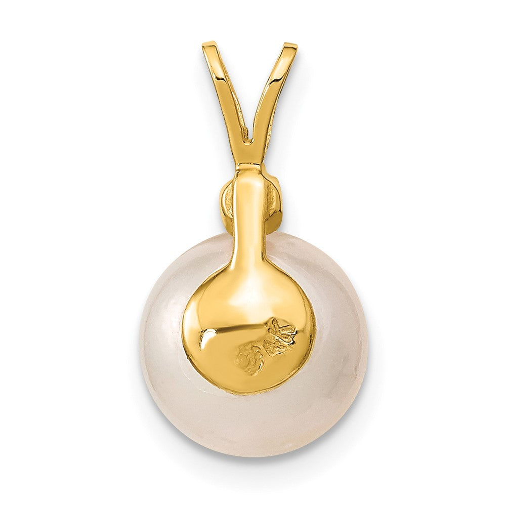 14K Gelbgold Anhänger mit 9-10 mm weißer Südsee-Zuchtperle und 0,05 ct. Diamant