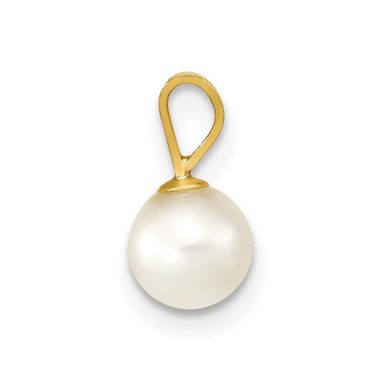 14K Gelbgold 14K 5-6mm Weiß Rund Akoya Salzwasser Zuchtperle Anhänger