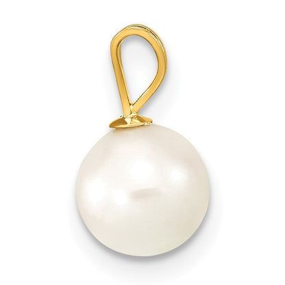 14K Gelbgold 14K 7-8mm Weiß Rund Akoya Salzwasser Zuchtperle Anhänger