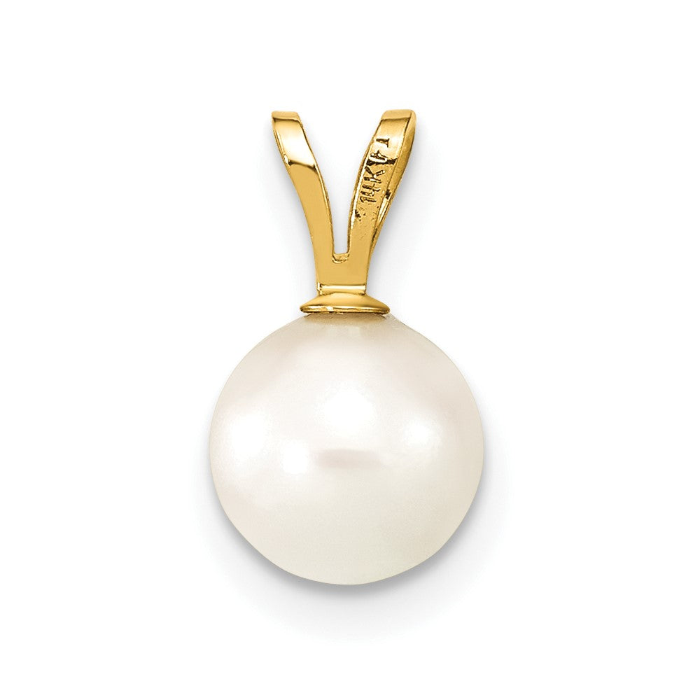 14K Gelbgold 14K 7-8mm Weiß Rund Akoya Salzwasser Zuchtperle Anhänger
