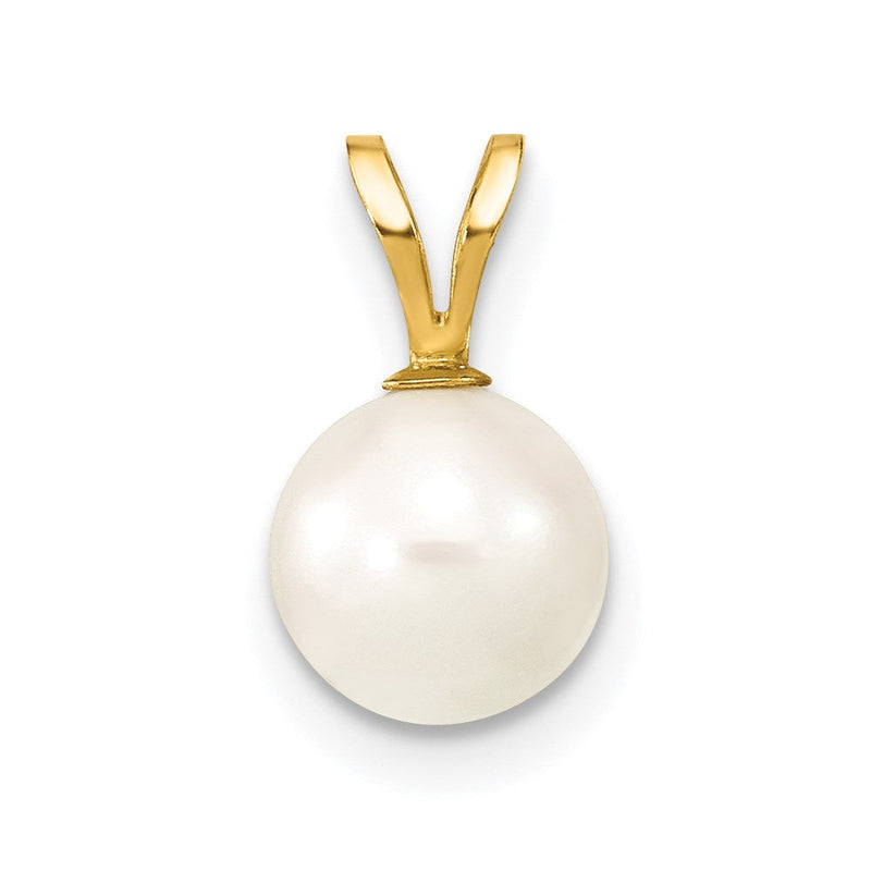 14K Gelbgold 14K 7-8mm Weiß Rund Akoya Salzwasser Zuchtperle Anhänger