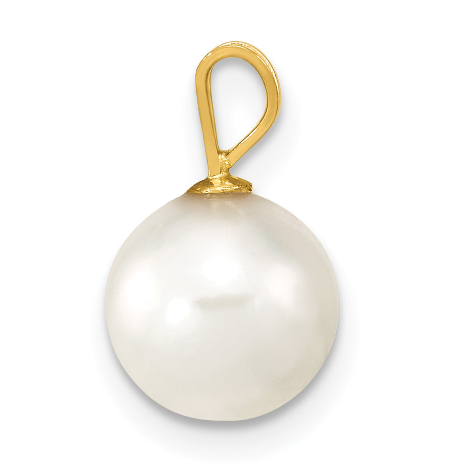 14K Gelbgold 14K 8-9mm Weiß Rund Akoya Salzwasser Zuchtperle Anhänger