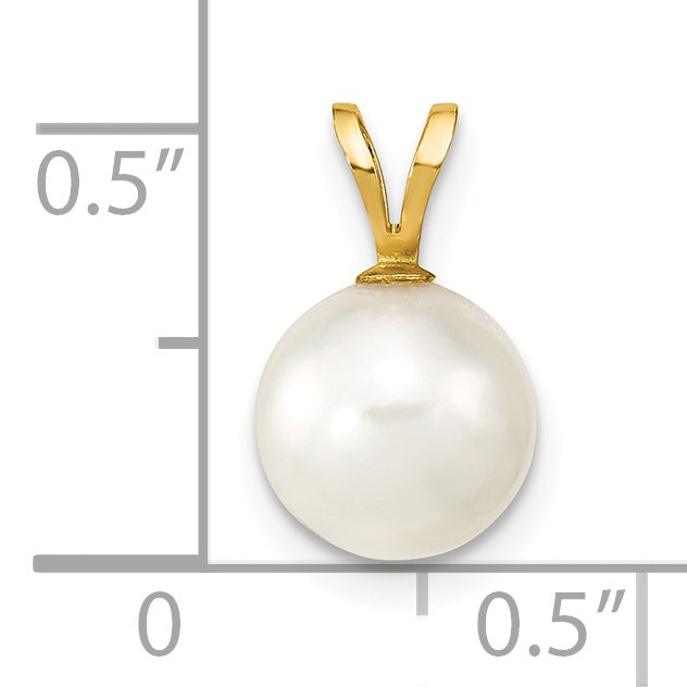 14K Gelbgold 14K 8-9mm Weiß Rund Akoya Salzwasser Zuchtperle Anhänger