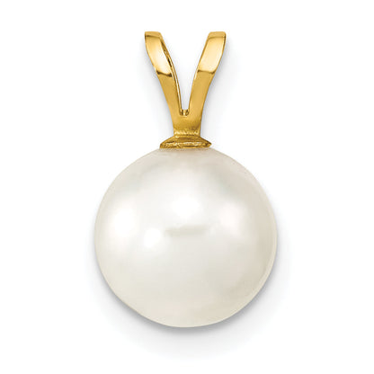 14K Gelbgold 14K 8-9mm Weiß Rund Akoya Salzwasser Zuchtperle Anhänger
