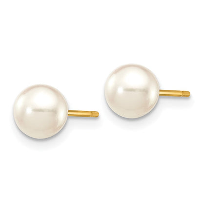 14K Gelbgold 5 6mm Weiß Rund Akoya Salzwasser Zuchtperle Ohrstecker