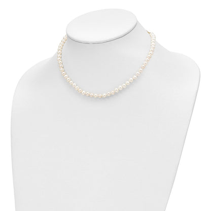 14K Gelbgold 4-5mm Süßwasser Zuchtperle, 14 Zoll Halskette, 5" Armband & Ohrring Set