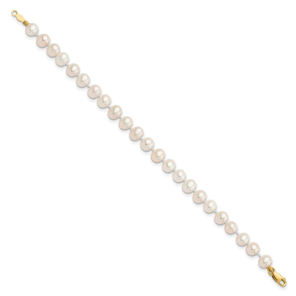 14K Gelbgold 4-5mm Süßwasser Zuchtperle, 14 Zoll Halskette, 5" Armband & Ohrring Set