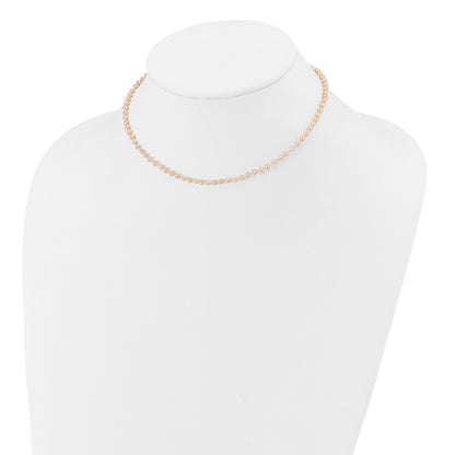 14K Gelbgold 3 4mm Rosa Nahe Rund Süßwasser Zuchtperle Halskette