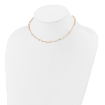 14K Gelbgold 3 4mm Rosa Nahe Rund Süßwasser Zuchtperle Armband