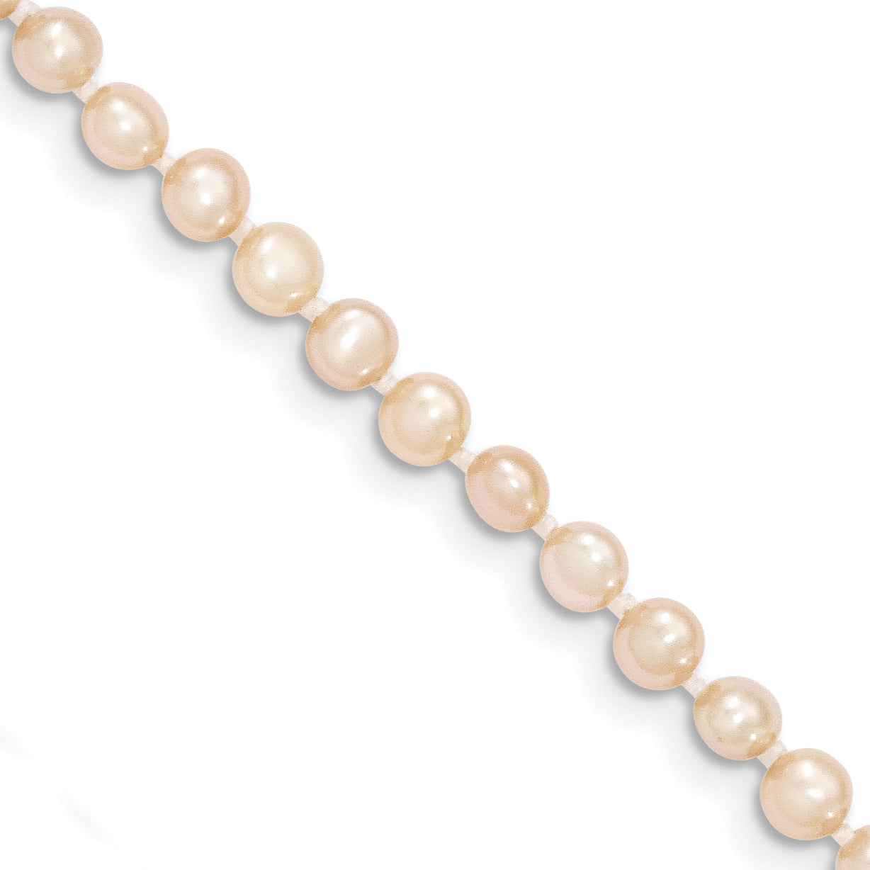 14K Gelbgold 3 4mm Rosa Nahe Rund Süßwasser Zuchtperle Halskette