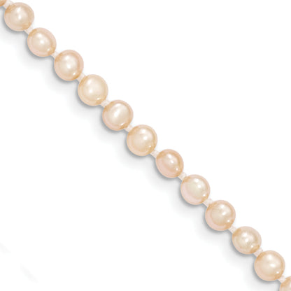 14K Gelbgold 3 4mm Rosa Nahe Rund Süßwasser Zuchtperle Halskette