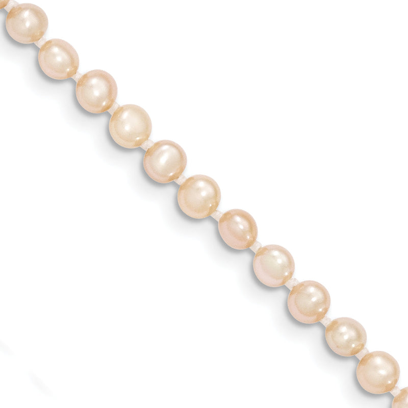 14K Gelbgold 3 4mm Rosa Nahe Rund Süßwasser Zuchtperle Halskette