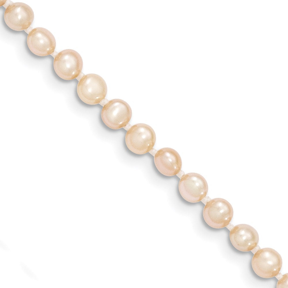 14K Gelbgold 3 4mm Rosa Nahe Rund Süßwasser Zuchtperle Armband