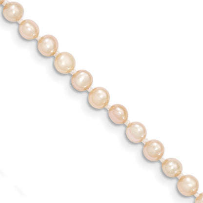 14K Gelbgold 3 4mm Rosa Nahe Rund Süßwasser Zuchtperle Armband