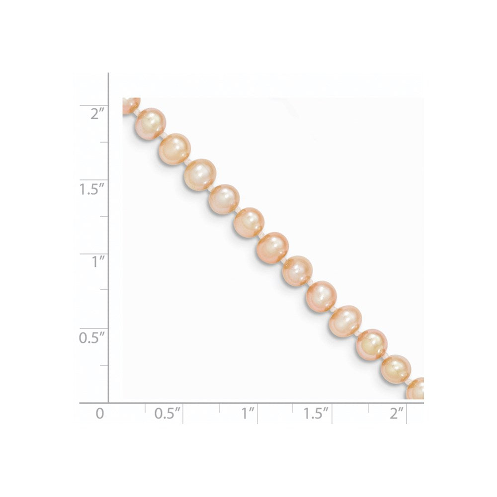 14K Gelbgold 4 5mm Rosa Nahe Rund Süßwasser Zuchtperle Armband