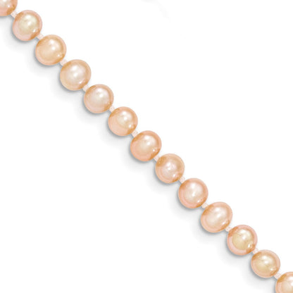 14K Gelbgold 4 5mm Rosa Nahe Rund Süßwasser Zuchtperle Armband