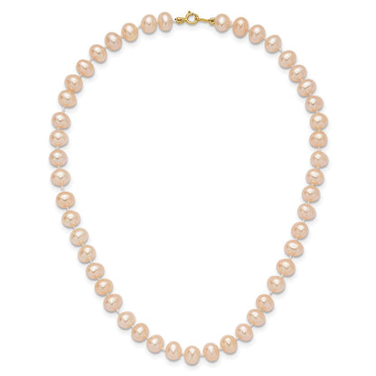 14K Gelbgold 5 6mm Rosa Nahe Rund Süßwasser Zuchtperle Armband