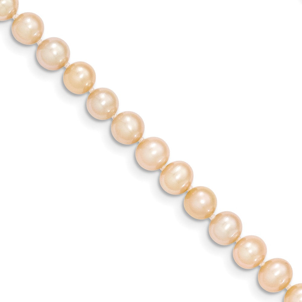 14K Gelbgold 5 6mm Rosa Nahe Rund Süßwasser Zuchtperle Armband