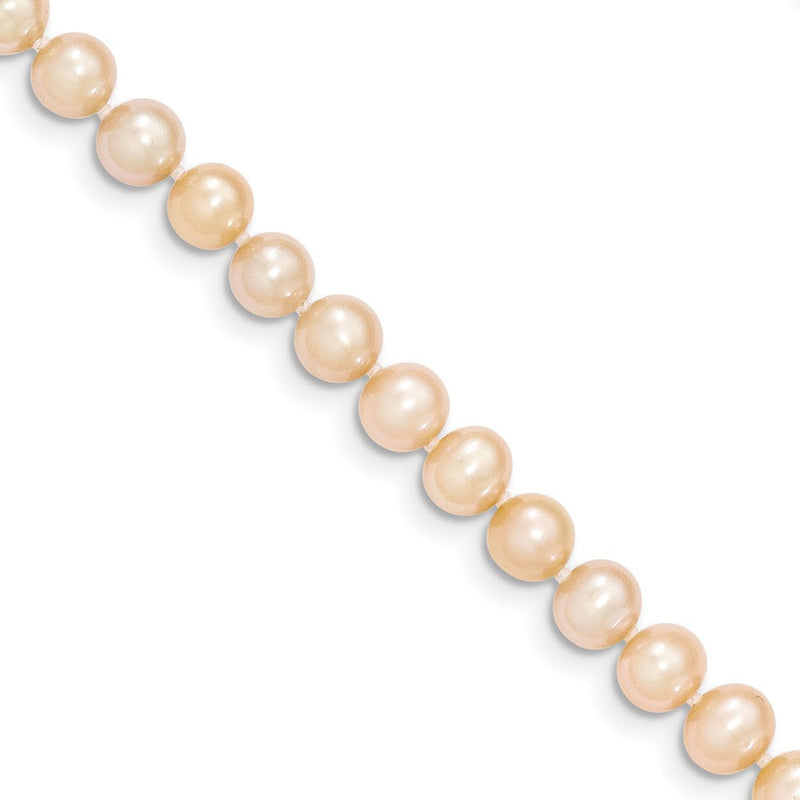 14K Gelbgold 5 6mm Rosa Nahe Rund Süßwasser Zuchtperle Armband