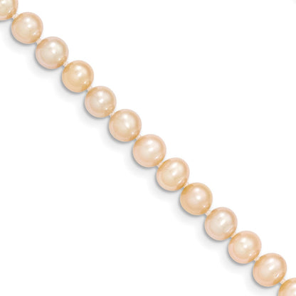 14K Gelbgold 5 6mm Rosa Nahe Rund Süßwasser Zuchtperle Halskette